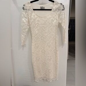 ASOS Ivory Lace 3/4 Sleeve Dress